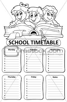 Black and white school timetable theme 6
