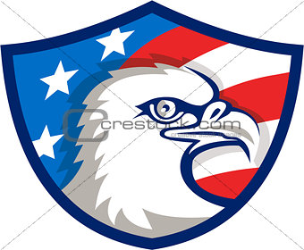 Bald Eagle Head USA Flag Shield Retro