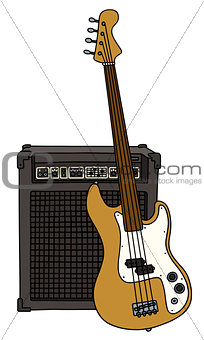 Electric fretless bass guitar and the combo