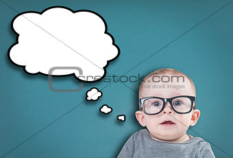Thinking baby with glasses