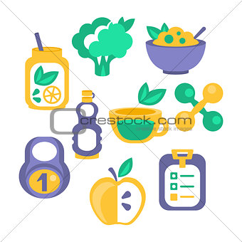 Healthy Lifestyle Objects Set