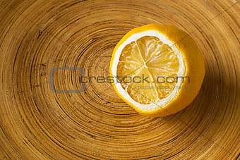 Mild Dried Lemon in a Wooden Bowl