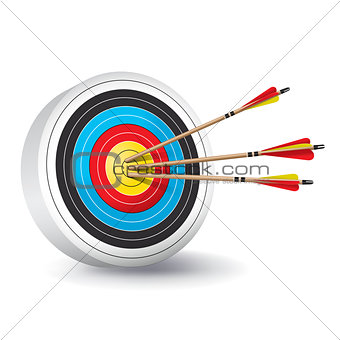 Traditional Archery Target with Arrows Illustration