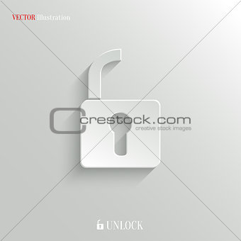 Unlock icon - vector white app button