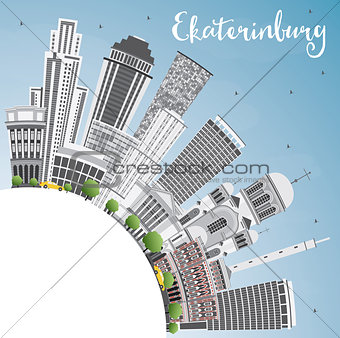 Yekaterinburg Skyline with Gray Buildings and Copy Space.