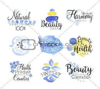Beauty And Spa Promo Signs Colorful Set