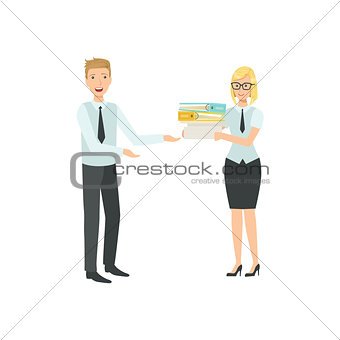 Managers Sharing The Files Teamwork Illustration