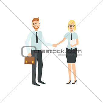 Managers Agreeing And Shaking Hands Teamwork Illustration