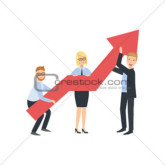 Managers Holing Arrow Showing Growth Teamwork Illustration