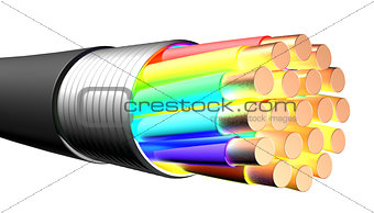Electrical cable on white background. Close-up