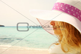 happy young girl on the beach