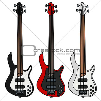 Electric fretless bass guitars