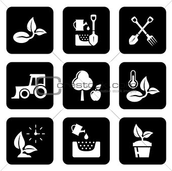 agriculture black icon set