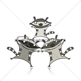 Funny raccoon family for your design