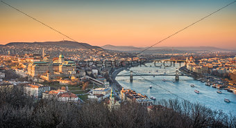 Cityscape of Budapest, Hungary at Sunset