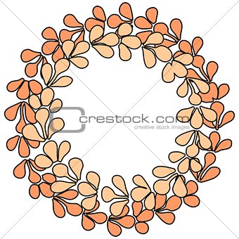 Brown wreath vector frame on white background