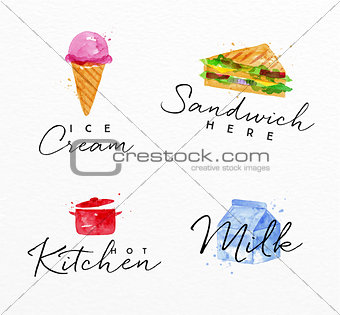 Watercolor label sandwich