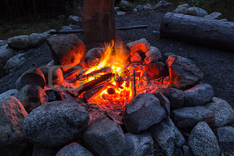 Camp fire in the nigth