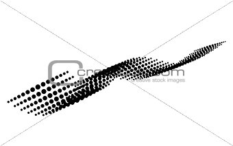 Abstract wave halftone background. Dotted figure on white