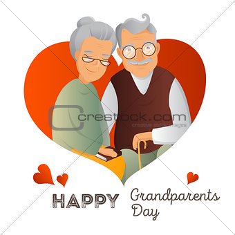Grandparents Day vector design template. Illustration with grandfather and grandmother. Cute old couple greeting card. 
