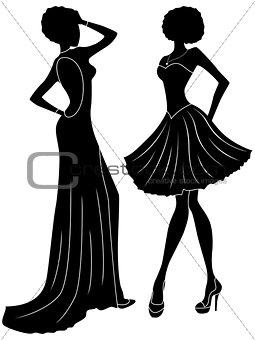 Abstract charming ladies silhouettes 