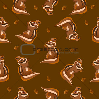 Seamless autumn walnut squirrel illustration background pattern