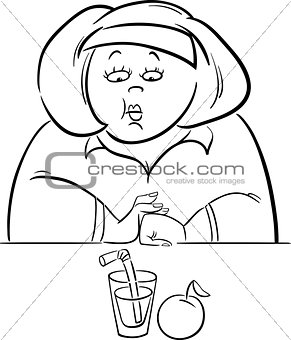 woman on diet drawing
