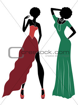 Attractive ladies in long gown