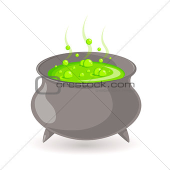 Witch cauldron with potion.