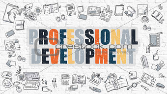 Professional Development Concept with Doodle Design Icons.