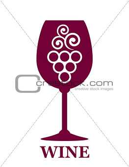 wine glass icon with grapes