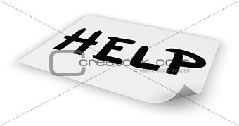 the word help on paper sheet