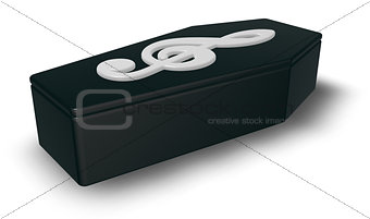 black casket with clef - 3d rendering