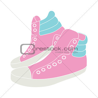 Illustration of pink sneakers on white background