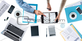 Business team checking appointment schedules
