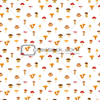 Mushrooms, seamless texture with autumn pattern. Vector illustration
