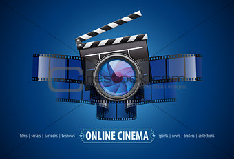 Online movie theater cinema icon design