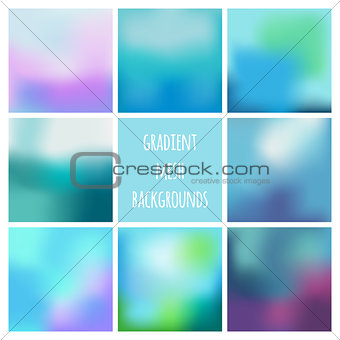 Set of eight colorful gradient mesh backgrounds