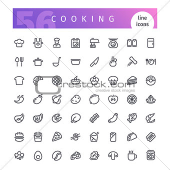 Cooking Line Icons Set