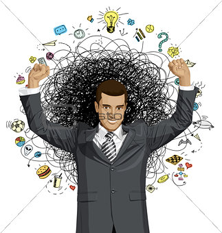 Vector Businessman With Hands Up