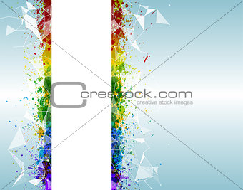 Paint splashes triangular background for poster. Abstract and futuristic with vibrant colors