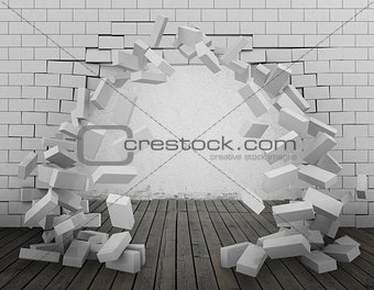 Tear down a wall 3d rendering