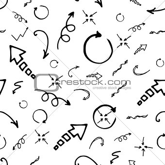 Seamless doodle ink pointer and arrow pattern