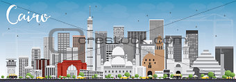 Cairo Skyline with Gray Buildings and Blue Sky. 