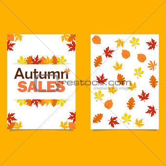 Autumn sale flyer template with lettering.