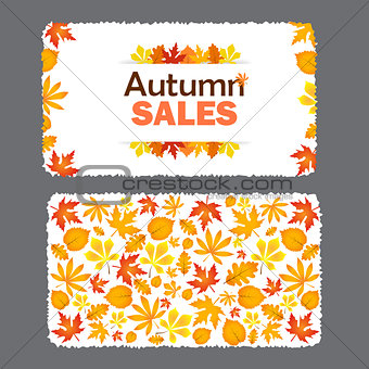 Autumn sale flyer template with lettering.