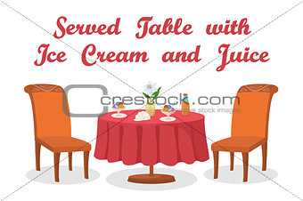 Table, Ice Cream and Juice Isolated