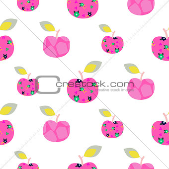 Apple pink pattern. Seamless ornament.