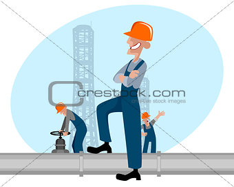 Oilman and pipe