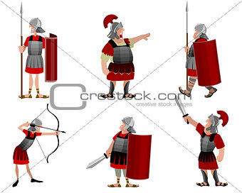 Six roman warriors